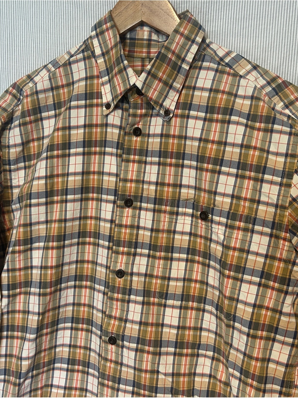 Orvis Plaid Cotton Woven Long Sleeve Button-Down Shirt w/ Pockets Men's L